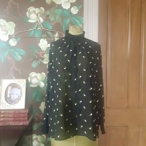 CAbi Black Floral Blouse